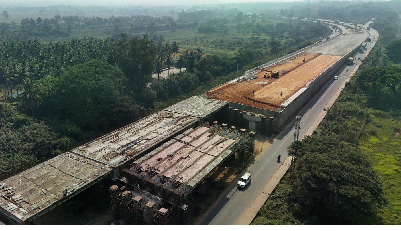 Flyover under construction on the NH-50 corridor